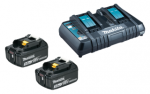 MAKITA Power Source-Kit 18V/3,0Ah (2 Akkus + Doppel-Ladegerät DC18RD) mit Ladestandsanzeige